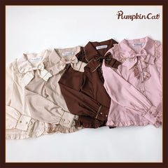 Pumpkin Cat - Gold Trim Long Sleeve Lolita Blouse