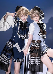 Forest Fluorescent Carps - The Judge's Game - Light Blue Ouji Lolita Shorts, Short Sleeve Shirt