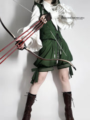 Princess Chronicles - Bunny Feather - Ouji Lolita Shorts Set with Hooded Vest with Bunny Ear