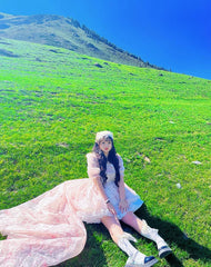 Rouroudream - Selkie - Plus Size Sweet Lolita OP Trailing Floral Princess Gown Dress