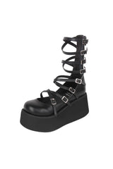 Angelic imprint - Punk Lolita High Platform Shoes With Calf-length Straps