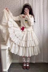 Miss Point - Customized Lolita Skirt Embroidery Lace Cotton Lolita Skirt
