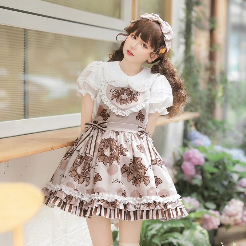 Eieyomi - Chocolate Garland - Kawaii Lolita Summer Dairy Salopette