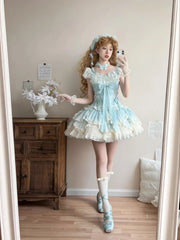 Meowing and fruity - Dream of Floral - Doll-Like Sweet Lolita Dress, Tiered Petal Hem