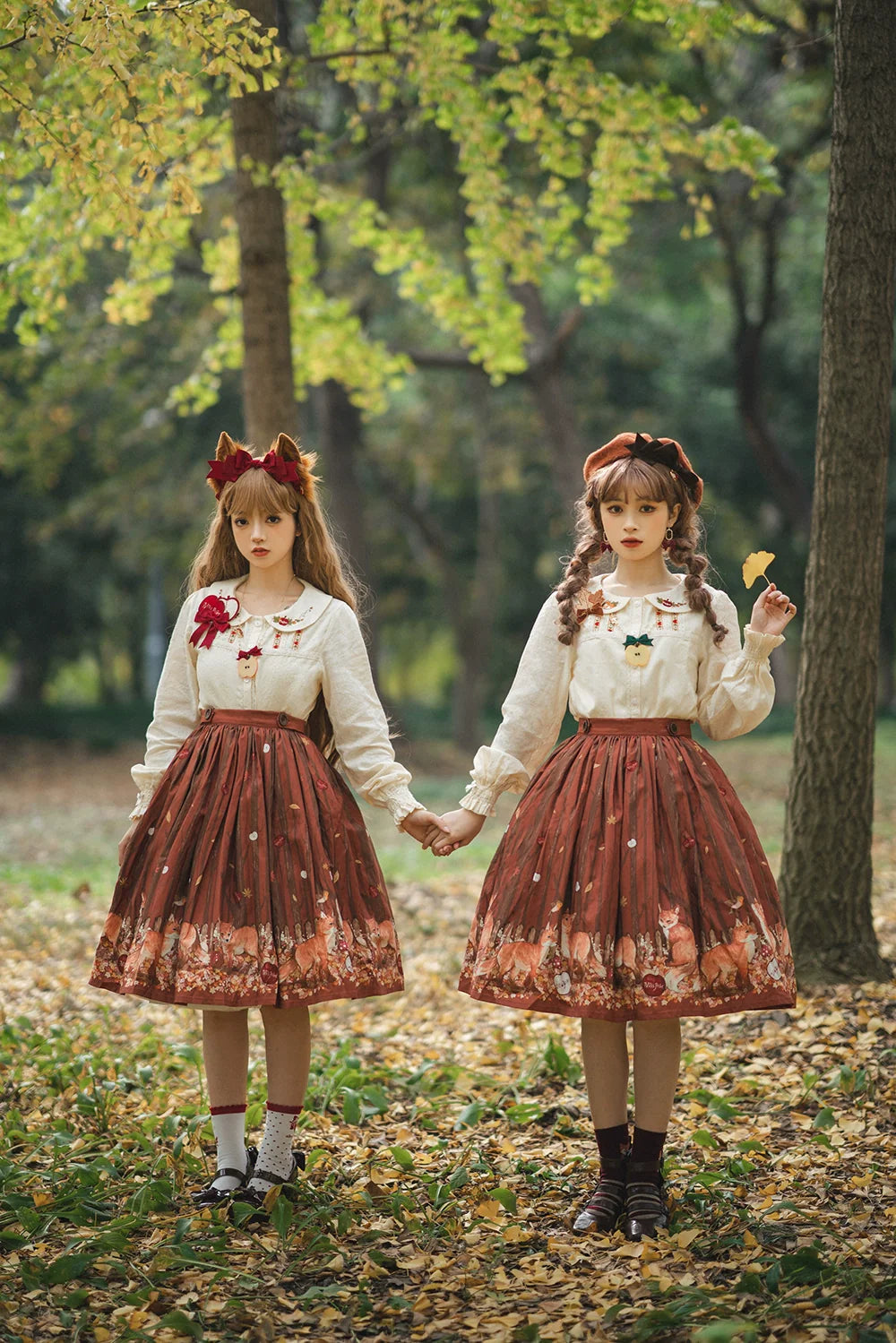 Miss Point - Chubby Fox in the Forest - Elegant Lolita Skirt Detachable Chest Guard SK