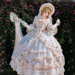 Cat Fairy - Rose Banquet - Wedding Lolita OP Dress Chiffon Princess Tea Party Dress