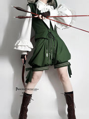 Princess Chronicles - Bunny Feather - Ouji Lolita Shorts Set with Hooded Vest with Bunny Ear