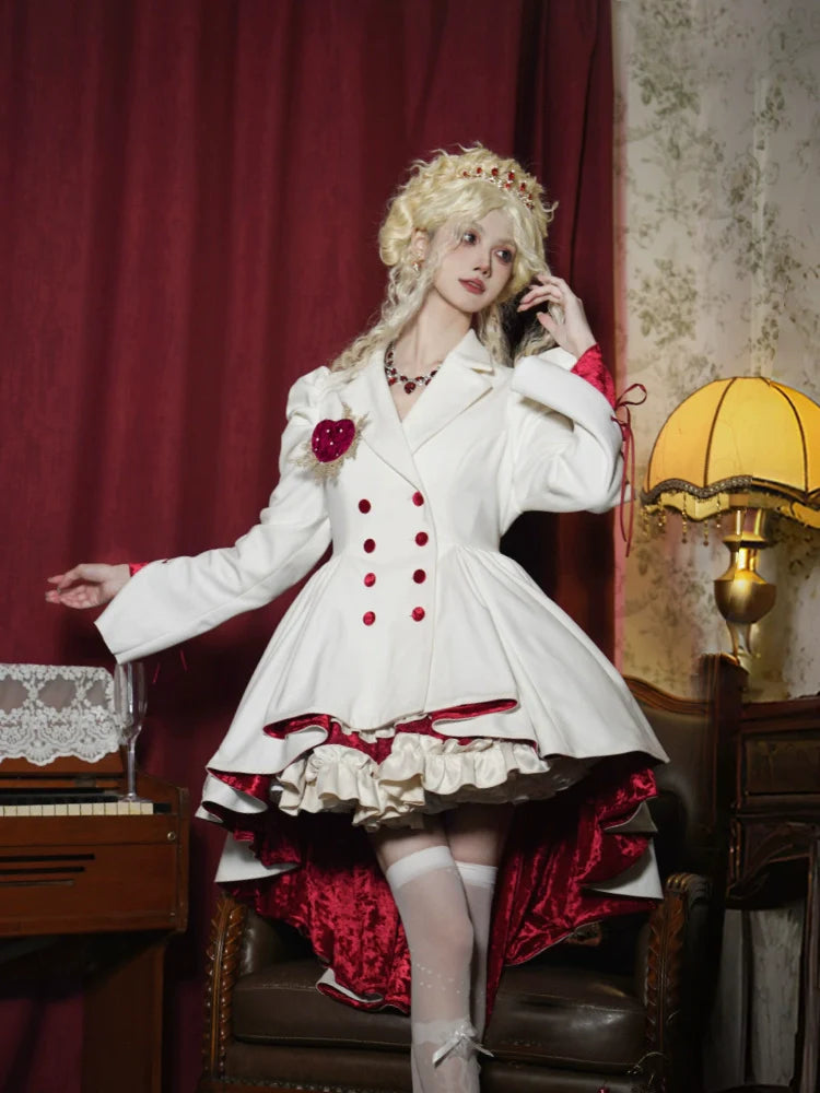 With PUJI - Mary's Heart - Classic Lolita Bodice Dress with Invisible Strap Irregular Coat