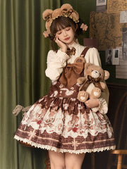 To Alice - Dear Dolls - Sweet Lolita Salopette Bear Print Dress