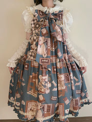 Babyblue - Gretel Bear - Vintage Lolita Dress Teddy Bear Prints Dress