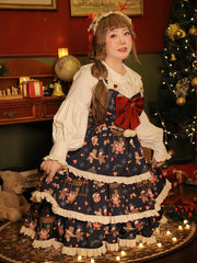 Yingtang - Plus Size Lolita Dress Set Christmas Winter Two-piece