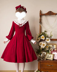 Miaoplus - Winter Birch Forest - Elegant Lolita OP Dress Corduroy Long Sleeve Winter Dress