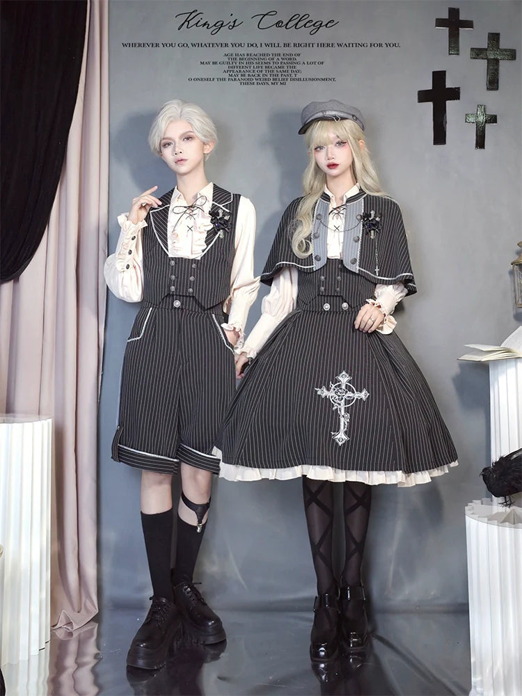 CastleToo - King's College - Ouji Lolita Skirt Set Prince Tie Shirt Set