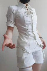 Gazing Galactic - Ouji Lolita Blouse With Chest Cutout & Lace-Up