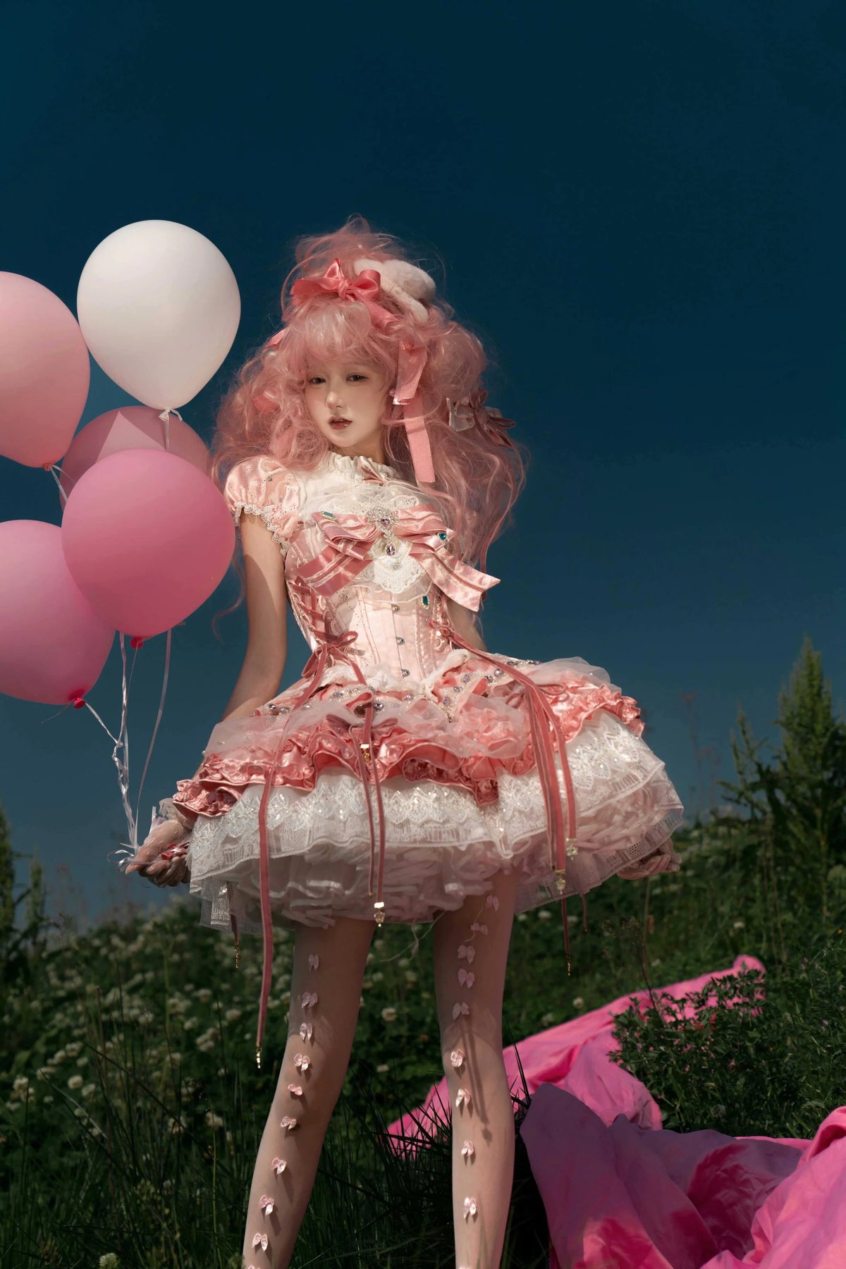 Dream Nuclear Island - Dream Nuclear Bubbles - Pink Sweet Lolita Corset & Tiered SK