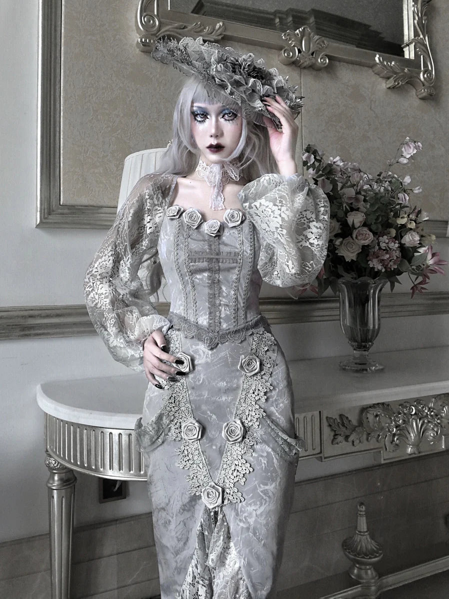 Blood Supply - Rose Funeral - Halloween Rose Slit Mermaid Lolita Skirt