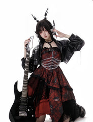 YingLuoFu - Bleeding Strawberry - Gothic Lolita JSK Dress With Jacket/Rib Chain Accessory