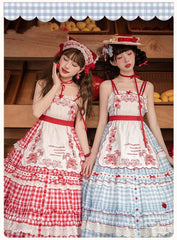 Flower and Pearl Box - Strawberry Basket - Country Lolita Dress Plaid Summer Spring Dress