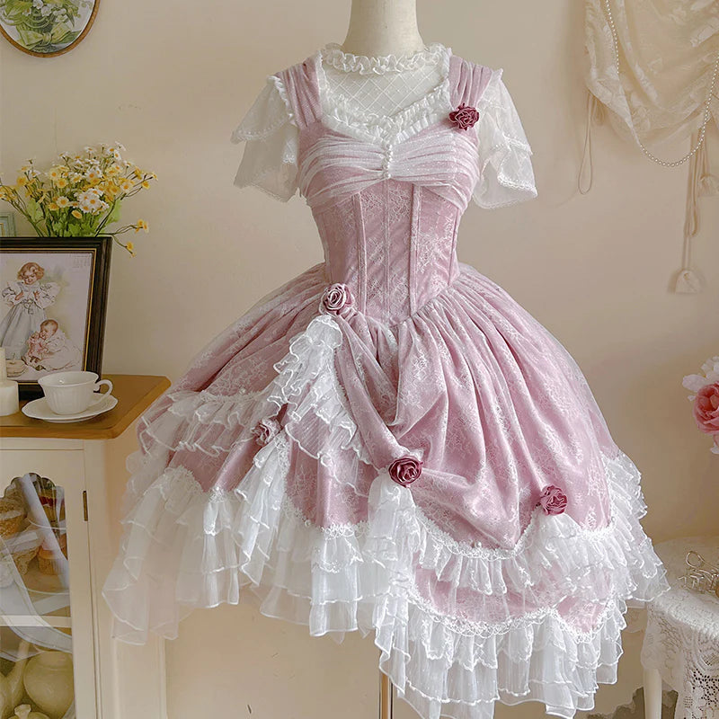Sakurada Fawn - Manta - Plus Size Sweet Lolita JSK Dress with Rose Decoration