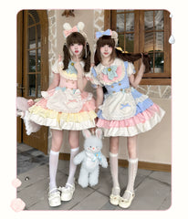 Platycodon House - Cream Puff - Sweet Lolita Apron OP Dress, Bunny & Bear Details