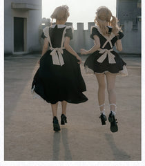 With PUJI - Kiss Kiss - Vintage Lolita OP Dress Maid Lolita Apron Dress