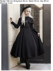 With PUJI - 13th Night - Gothic Lolita OP Dress with Built-in Cape