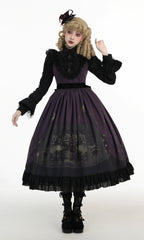 Dark Circle Clinic - Barbara Manor Night - Gothic Lolita JSK Pleated Floral Print Lolita Dress