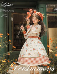 Mademoiselle Pearl - Persimmon - Autumn Persimmon Print Lolita OP JSK SK Dress