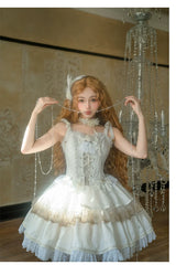 Forest Fluorescent Carps - Black Lady - Gothic Lolita JSK Dress Set