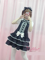 To Alice - Old School Lolita Salopette Suit Tiered Dress