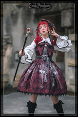 DuskProphecy - Coccyx - Elegant Lolita Dress High Waist Fishbone Print JSK Set