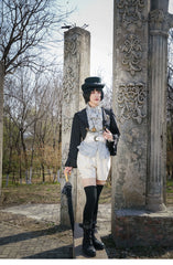 Mr. Yi's Steam Continent - Gothic Lolita Cardigan Long Sleeve Black Short Jacket