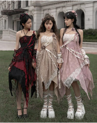 With PUJI - Rose Leaf - Irregular Daily Lolita JSK Dress in Wabi-Sabi Style