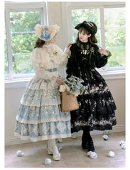 With PUJI - Letter and Poetry - Classic Lolita JSK Suit Four-tiered Twins Dress