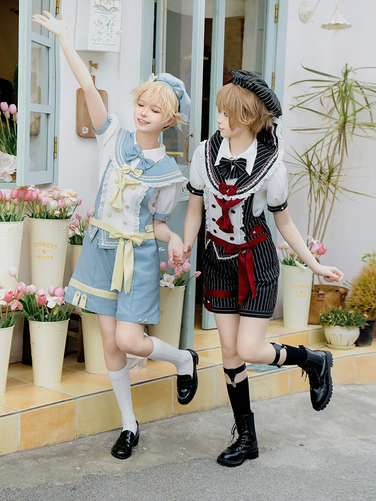 Forest Fluorescent Carps - Small Animal Team - Ouji Lolita Suit Male Lolita Shirt Shorts