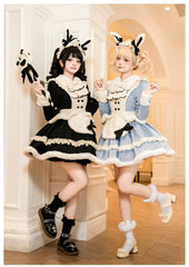With PUJI - Rabbit&Alice - Sweet Twin Lolita OP Dress Doll Apron Dress Set