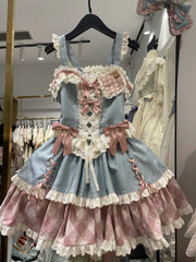 Kuma - Sweet Cowboy - Sweet Lolita Pastel Colors Denim Skirt Set