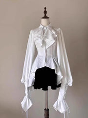 Danger Girl - The Persevering - Ouji Lolita Shirt Gothic Blouse with Mutton Sleeves