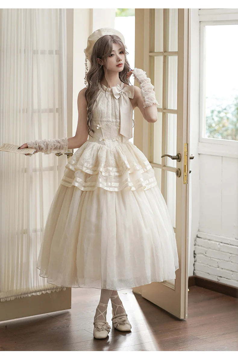Urtto - Moonlight Dance - Elegant Lolita Halter-neck JSK Dress in Ballet Style