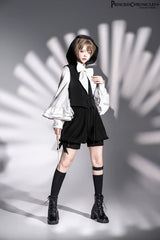 Princess Chronicles - Rabbit Feather - Black Ouji Lolita Vest Shorts Suit Prince Cloak Set