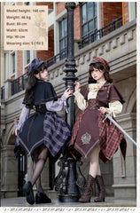 Forest Fluorescent Carps - Queen's Game - Military Lolita OP Plaid Ouji Lolita Dress Set