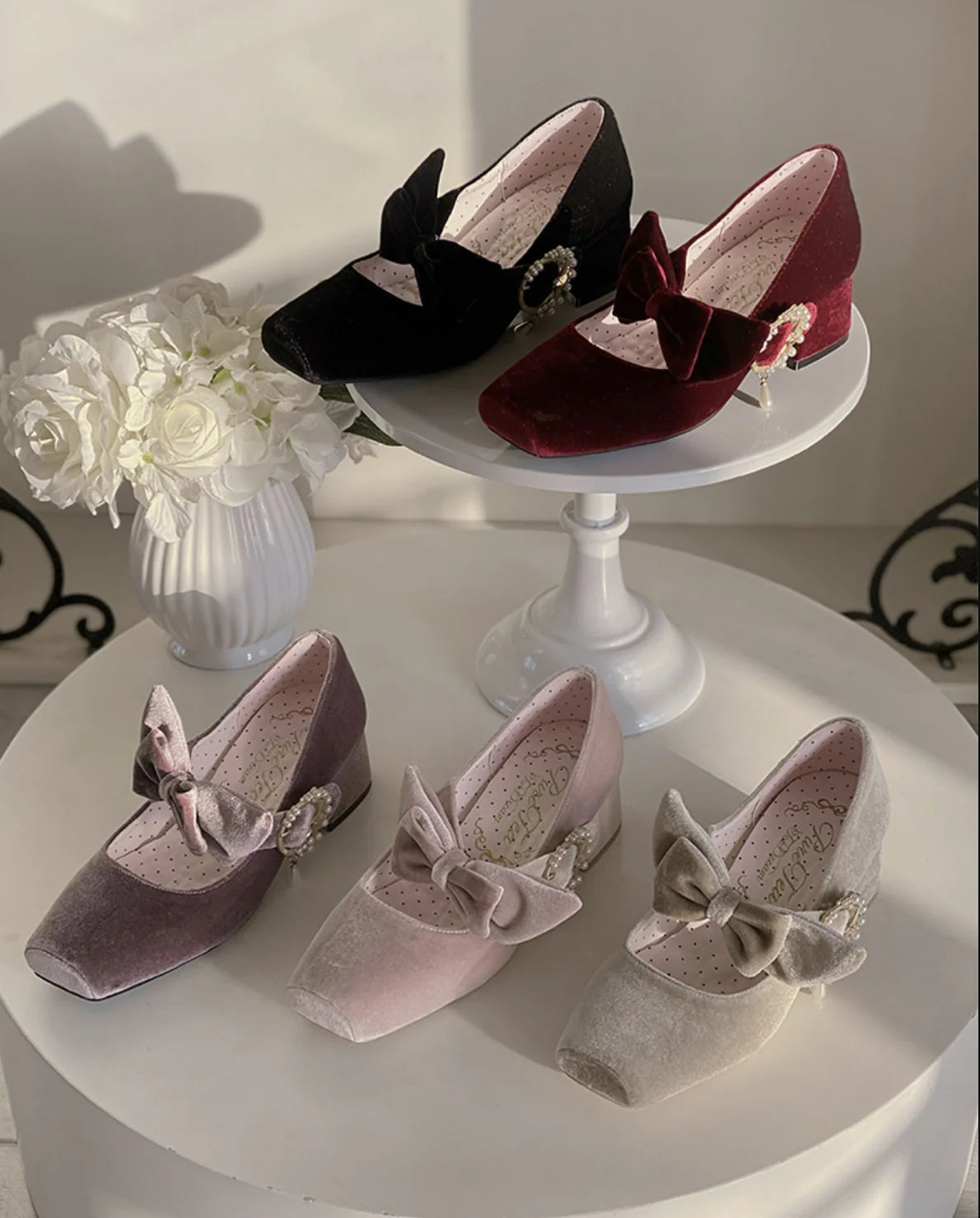 Pure tea for dream - Angel Velvet - Sweet Lolita Shoes Mid-heel Velvet Shoes