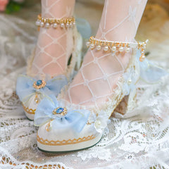 One Night - Gorgerous Bridal Lolita Shoes With 3 Heel Heights