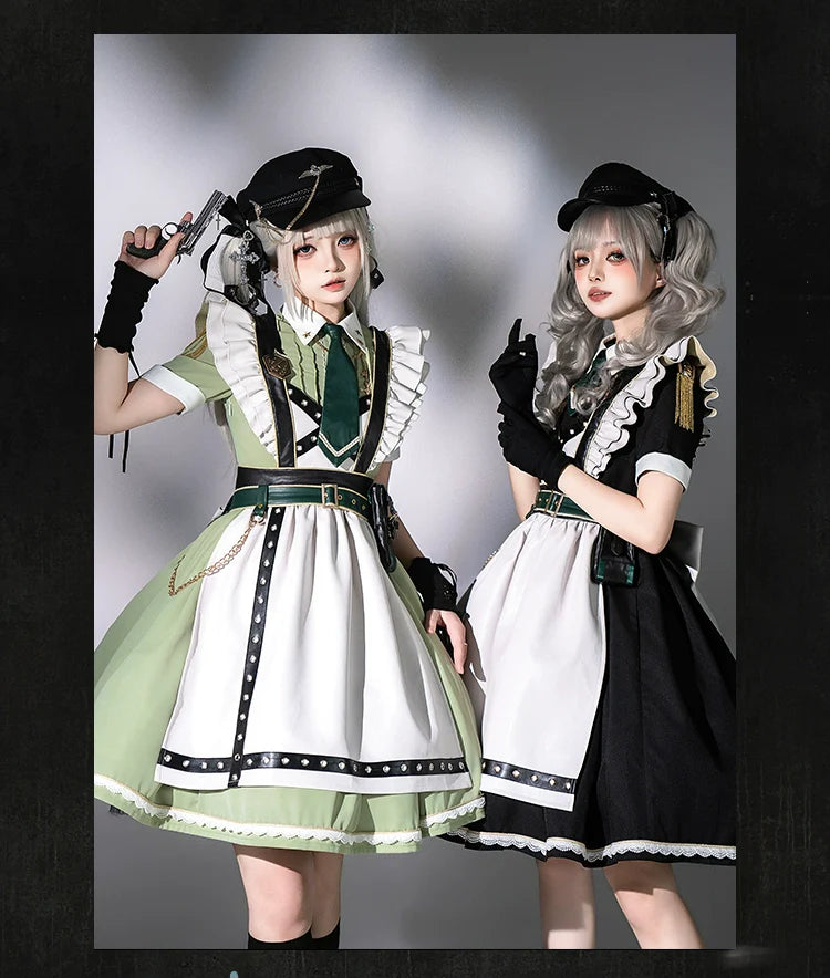Forest Fluorescent Carps - Girl's Weapon - Military-Inspired Maid Lolita OP Suit