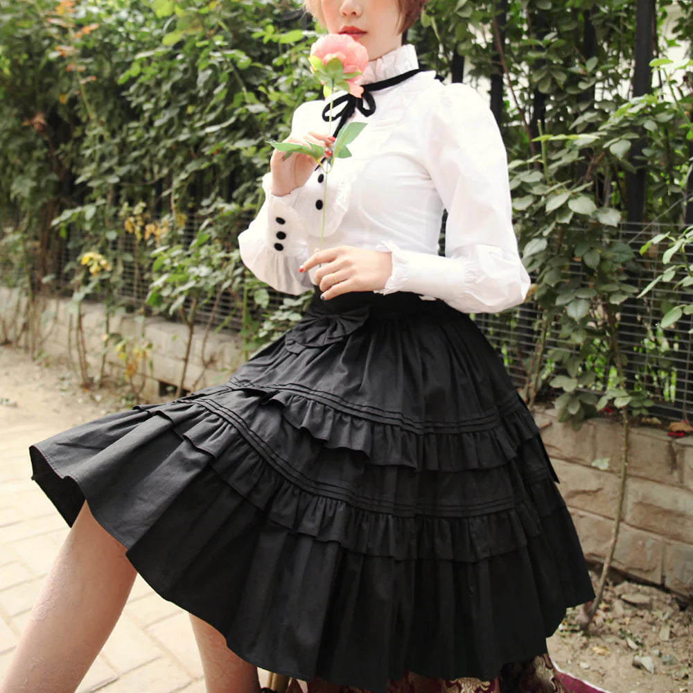 Lace Garden - Classic Lolita Black SK Puffy Skirt