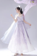Meow Studio - Han Lolita Dress Side Slit Purple JSK Dress