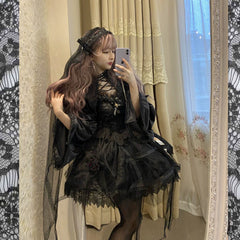 Doujiang - Rose Cage - Gothic Lolita Dress Black Suspender Dress