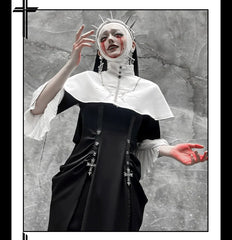 CHUNLV LOLITA - Night Cathedral - Halloween Nun Lolita OP Suit Gothic Dress Set
