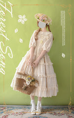 Forest Song - Daily Lolita Shirt Apricot Embroidered Blouse