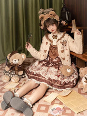 To Alice - Dear Dolls - Sweet Lolita Salopette Bear Print Dress